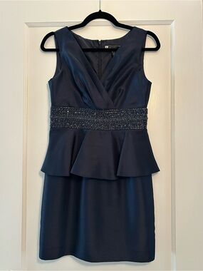 JS Boutique Navy Peplum Sheath Dress